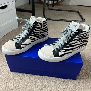 White Zebra Print P448 High Tops